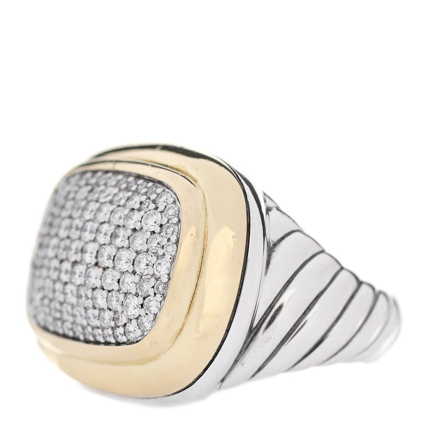 Sterling Silver 18K Yellow Gold Diamond Pave Waverly Ring 57 8