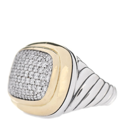David Yurman Sterling Silver 18K Yellow Gold Diamond Pave Waverly Ring 57 8 3 of 6