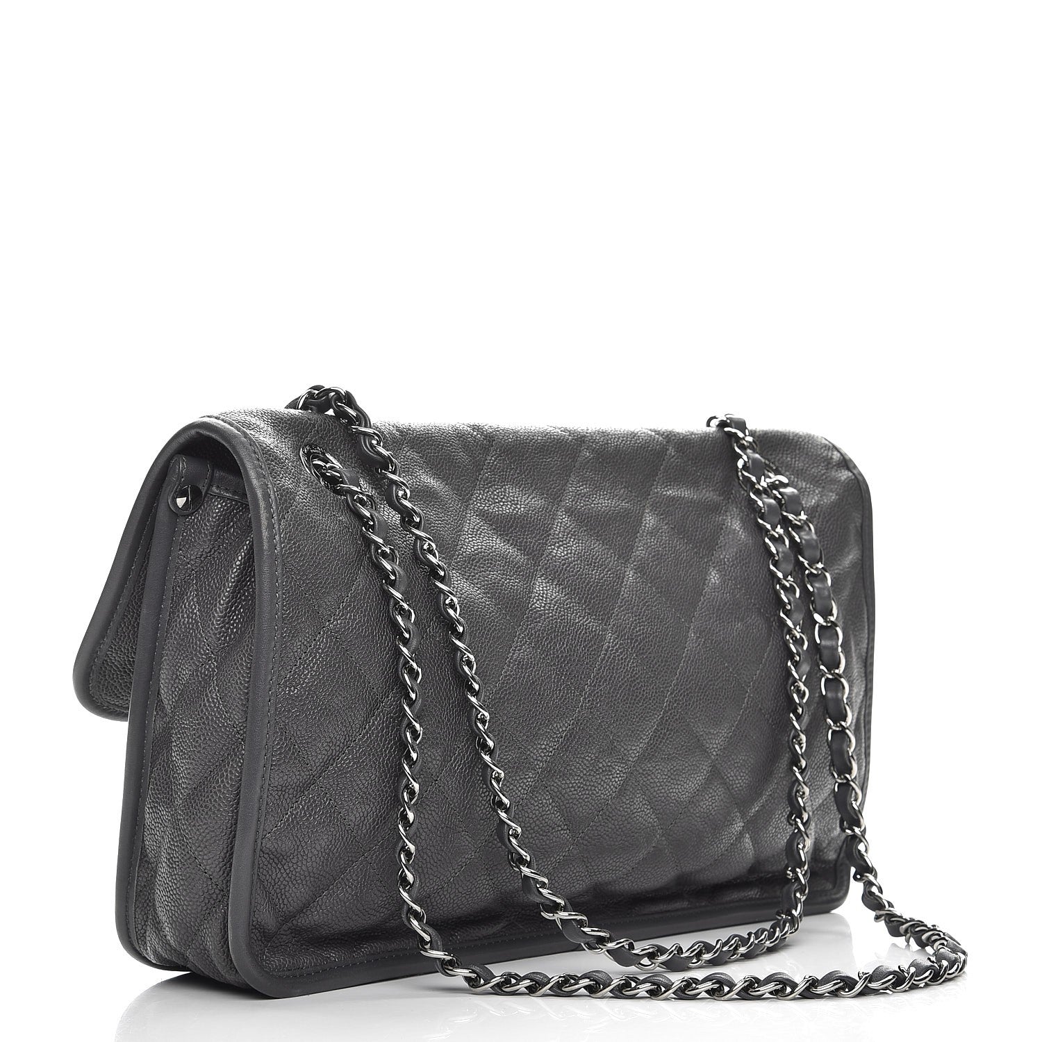 Chanel Caviar Quilted Large French Riviera Flap Dark Grey 3 of 12