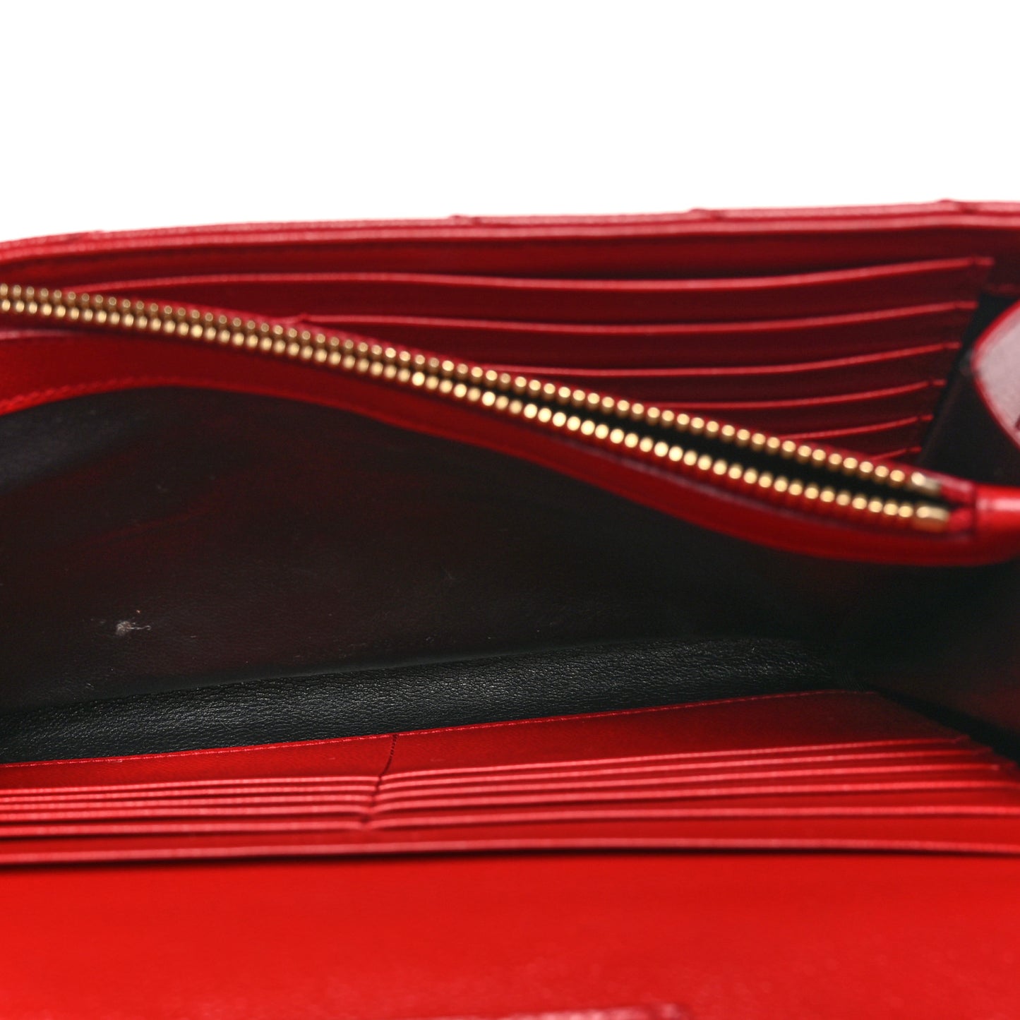 Grain De Poudre Matelasse Chevron Monogram Chain Wallet Red