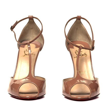 Christian Louboutin Patent Senora 100 Sandals 38 Nude 2 of 7