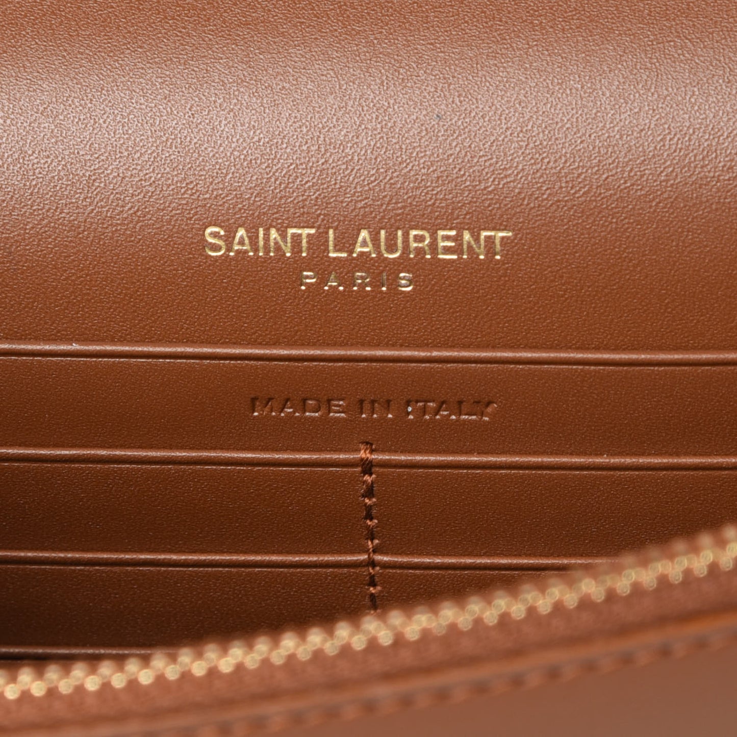 Smooth Calfskin Classic Monogram Kate Tassel Chain Wallet Brown