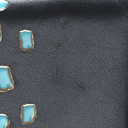 Chanel Lambskin Resin Medium Double Flap Black Turquoise 12 of 13