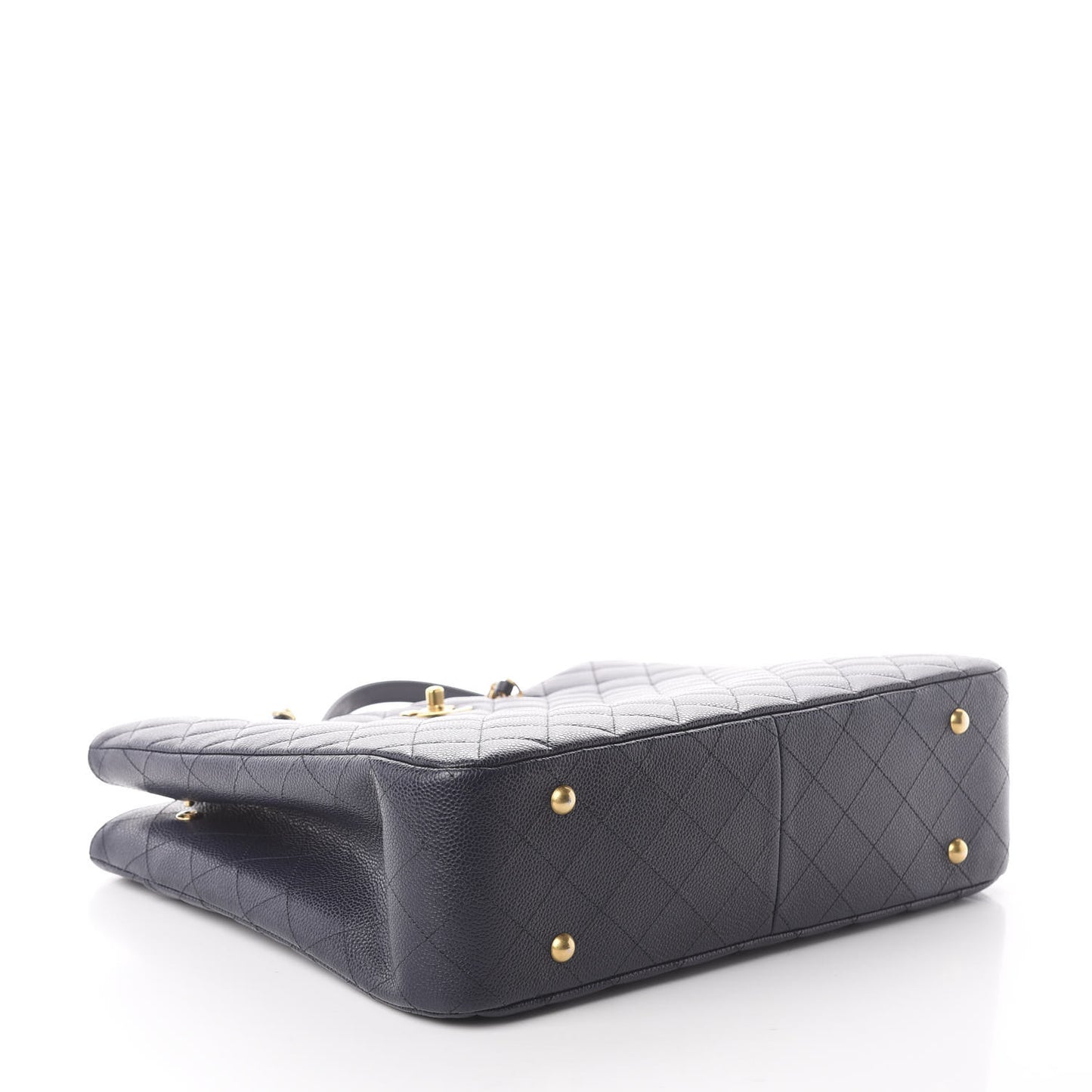 Caviar Quilted Large CC Shopping Tote Navy