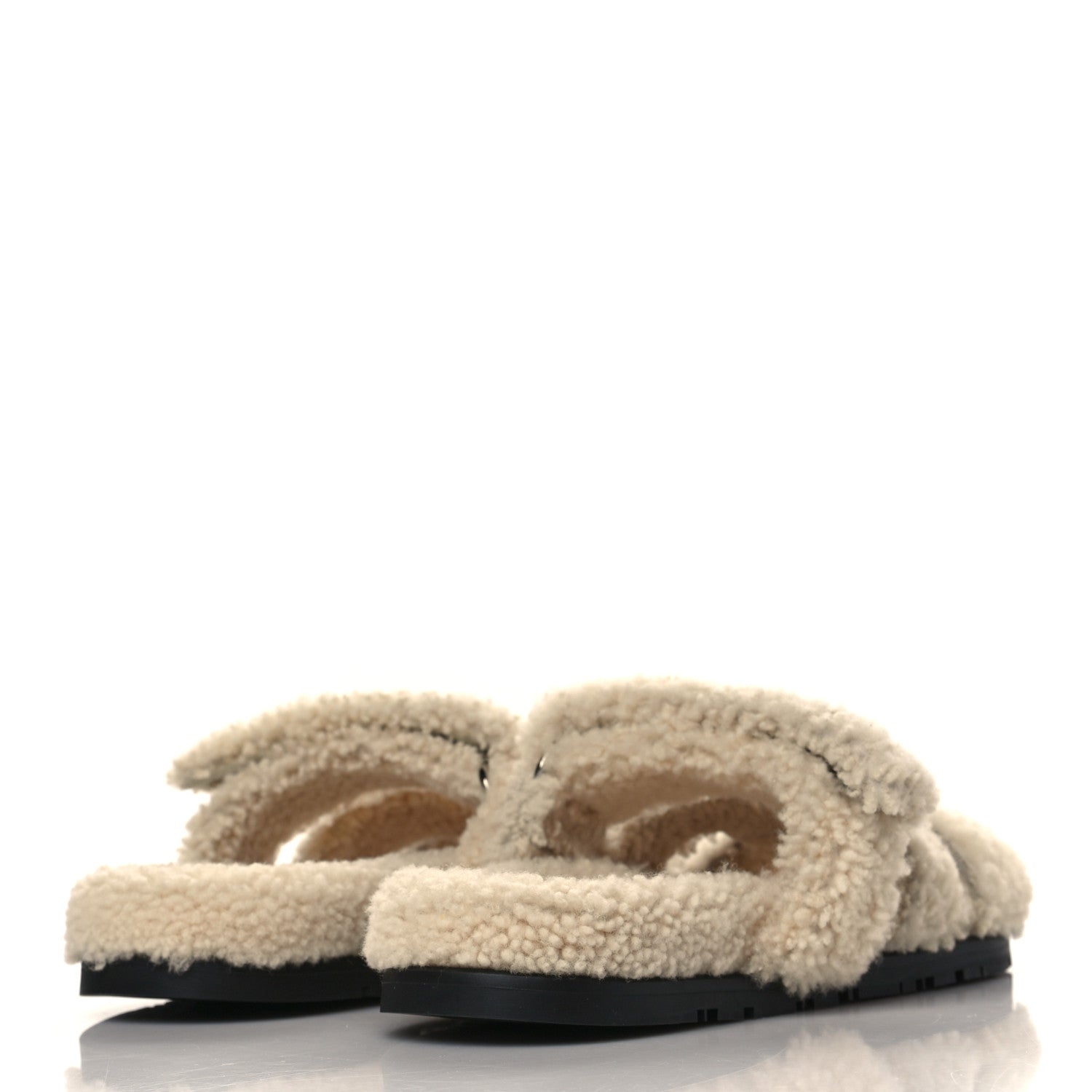 Hermes Woolskin Womens Chypre Sandals 38 Ecru 4 of 8