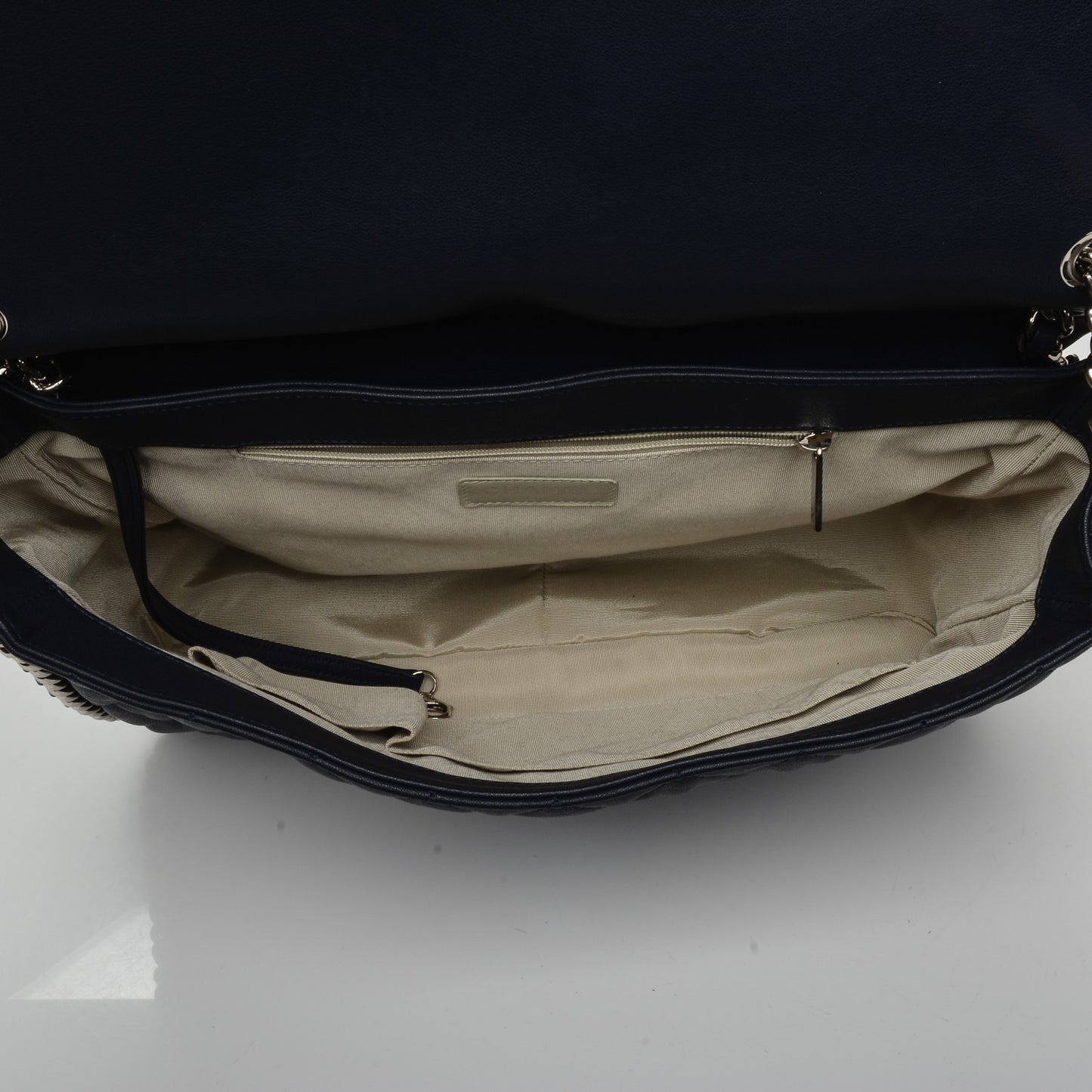 Washed Lambskin Quilted Maxi Chain Around Flap Dark Navy Blue