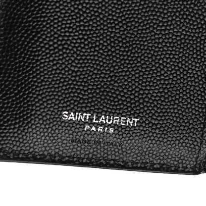 Saint Laurent Grain De Poudre Matelasse Chevron Monogram Zipped Two-Part Wallet Black 6 of 8