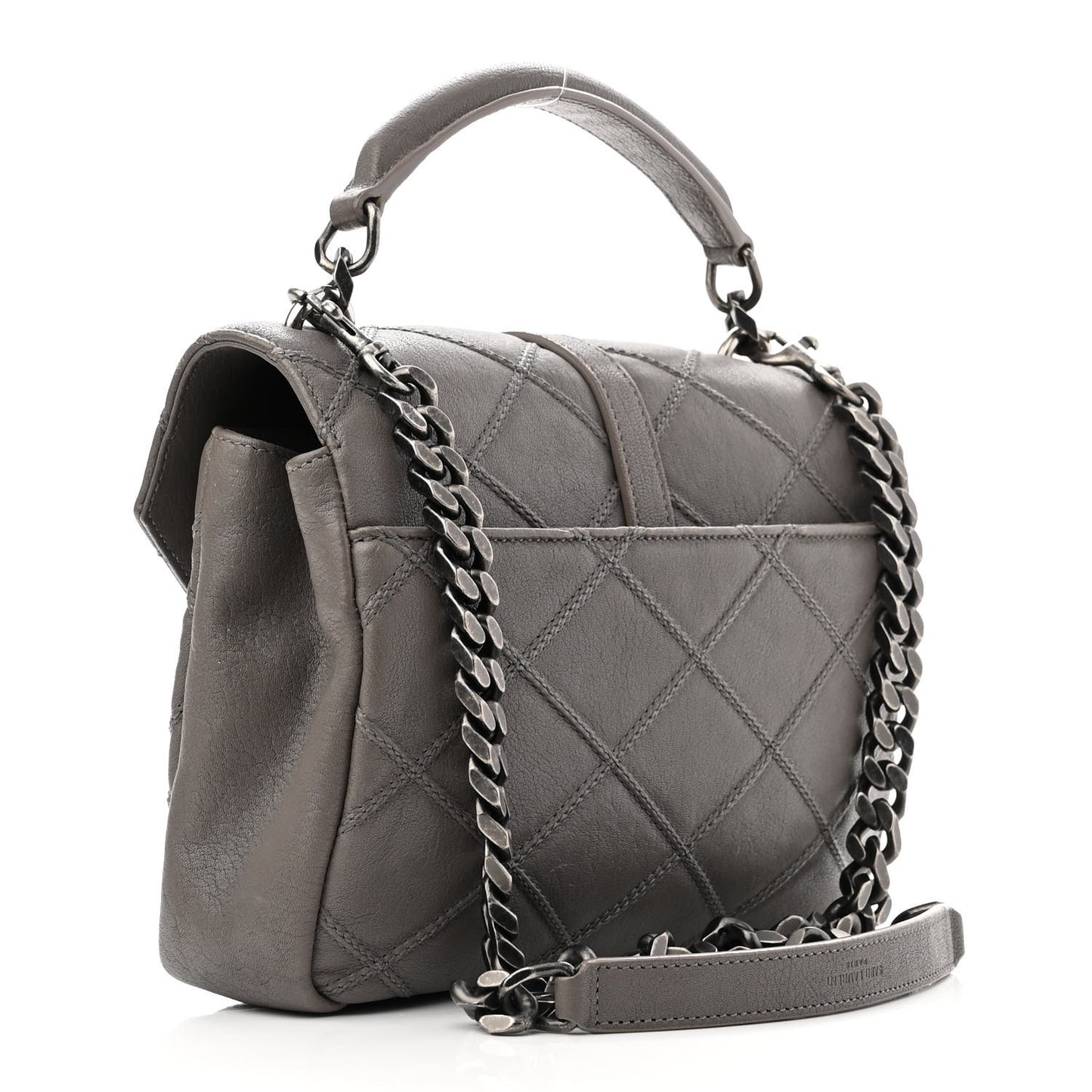 Calfskin Matelasse Diamond Quilted Monogram Medium College Bag Fog