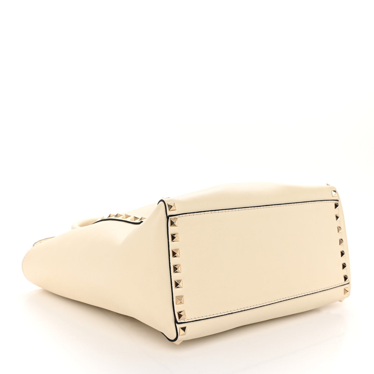 Vitello Small Rockstud Double Handle Tote Ivory