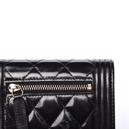 Chanel Patent Quilted Compact Boy Wallet Black 10 of 19