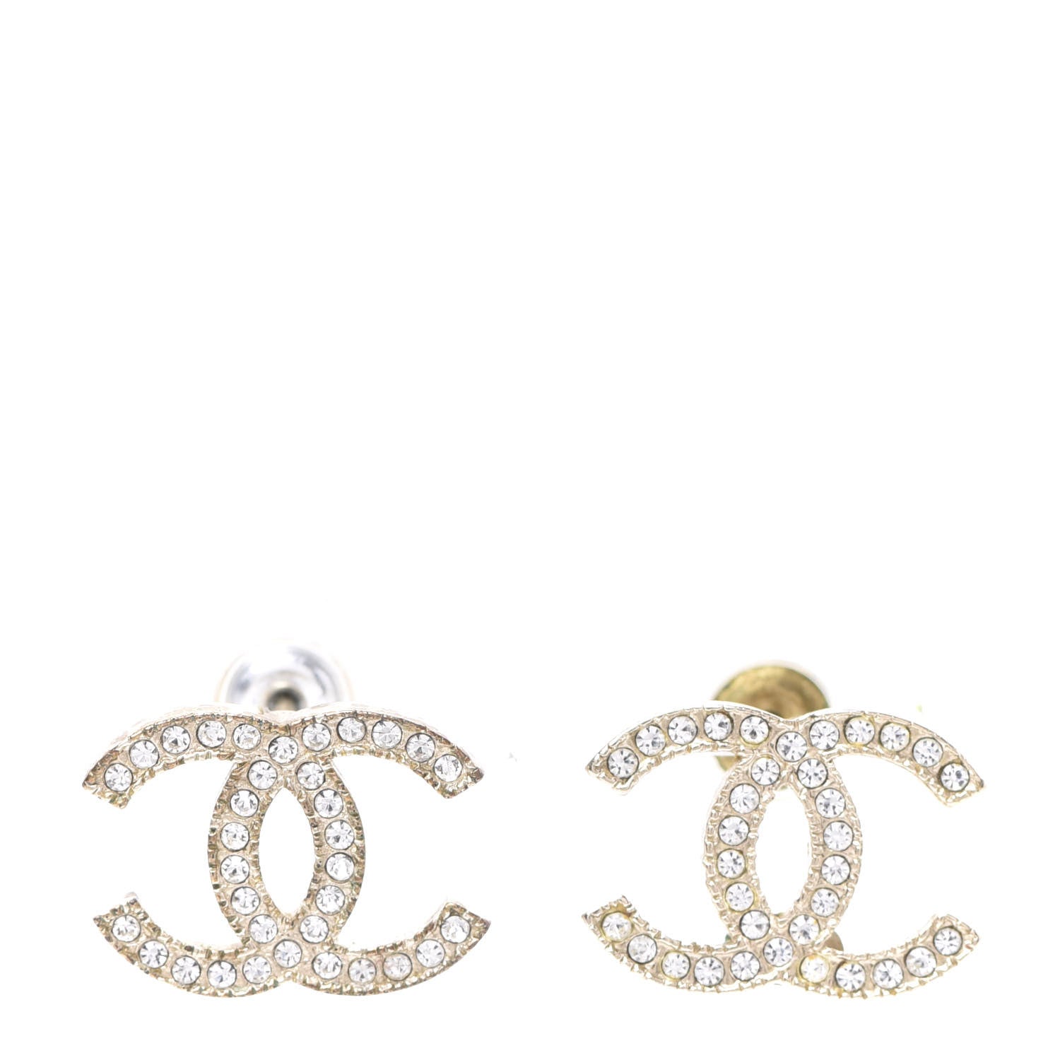 Chanel Crystal CC Earrings Gold 1 of 5