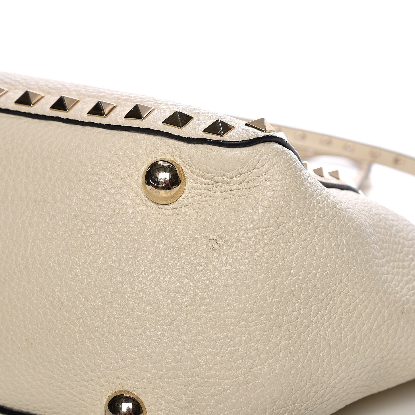 Alce Printed Calfskin Small Rockstud Tote Light Ivory