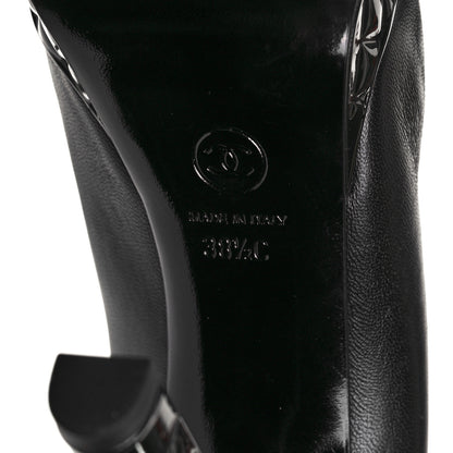 Chanel Lambskin Patent CC Cap Toe Platform Quilted Pumps 38.5 Black 11 of 20