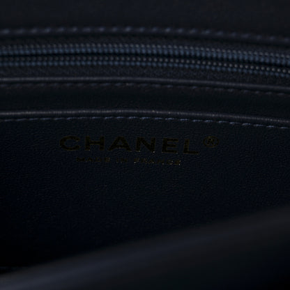 Chanel Shiny Caviar Quilted Mini Top Handle Flap Navy Blue 6 of 11