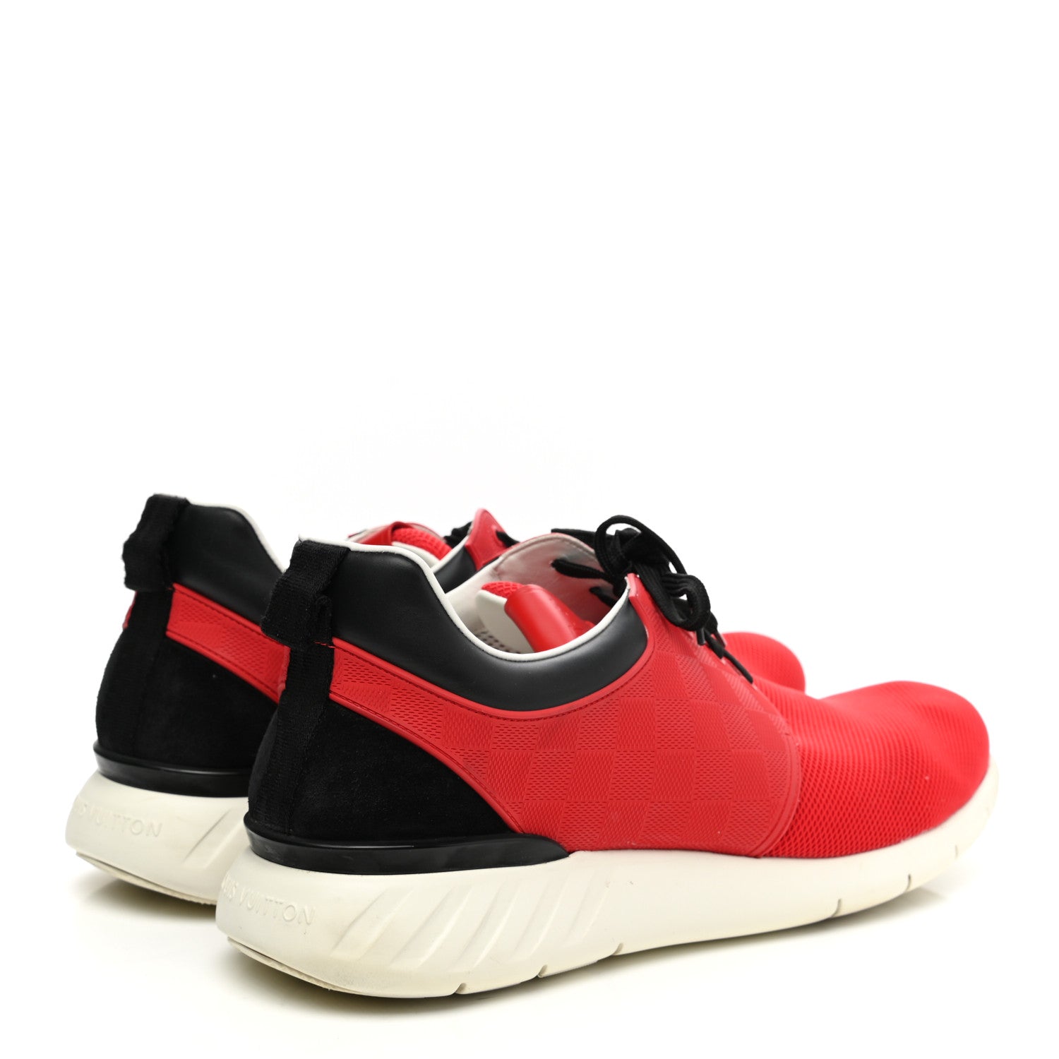 Louis Vuitton Rubber Mesh Suede Damier Fastlane Low Sneakers 12 Rouge 4 of 9
