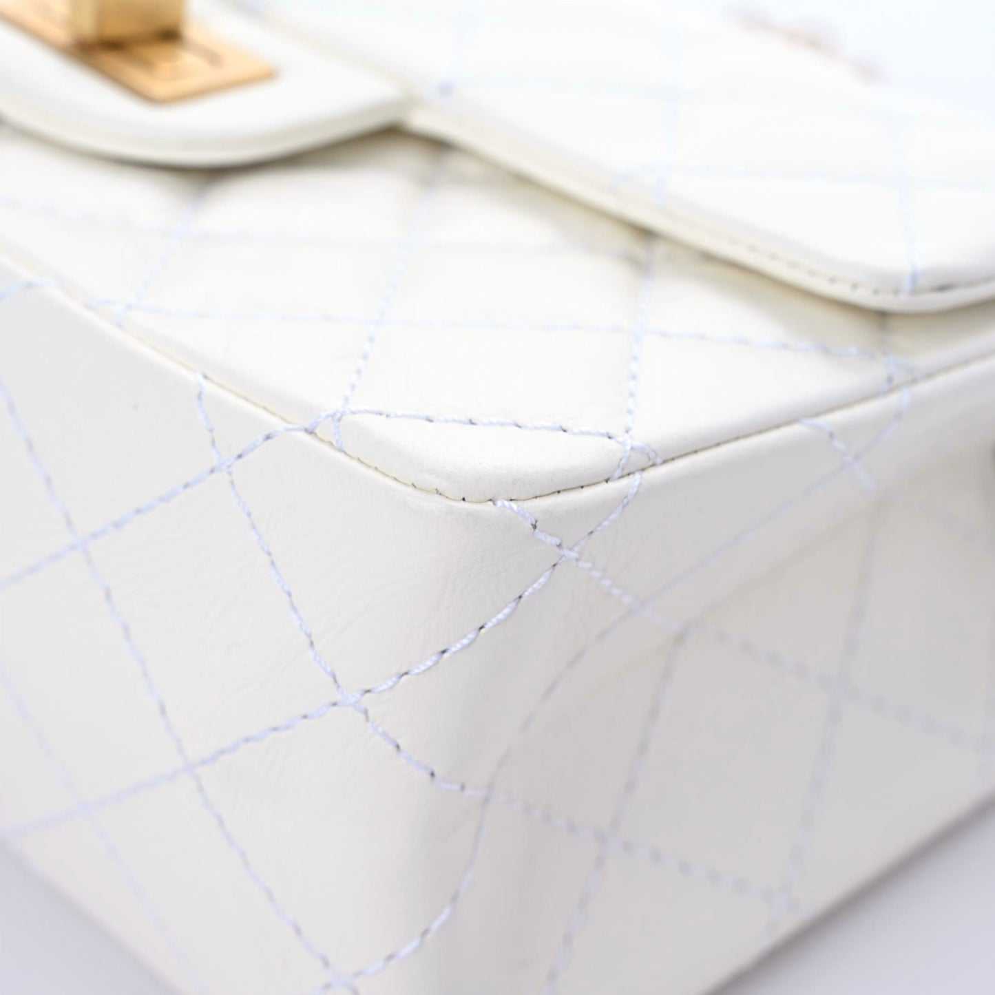 Aged Calfskin Quilted 2.55 Reissue Mini Flap White
