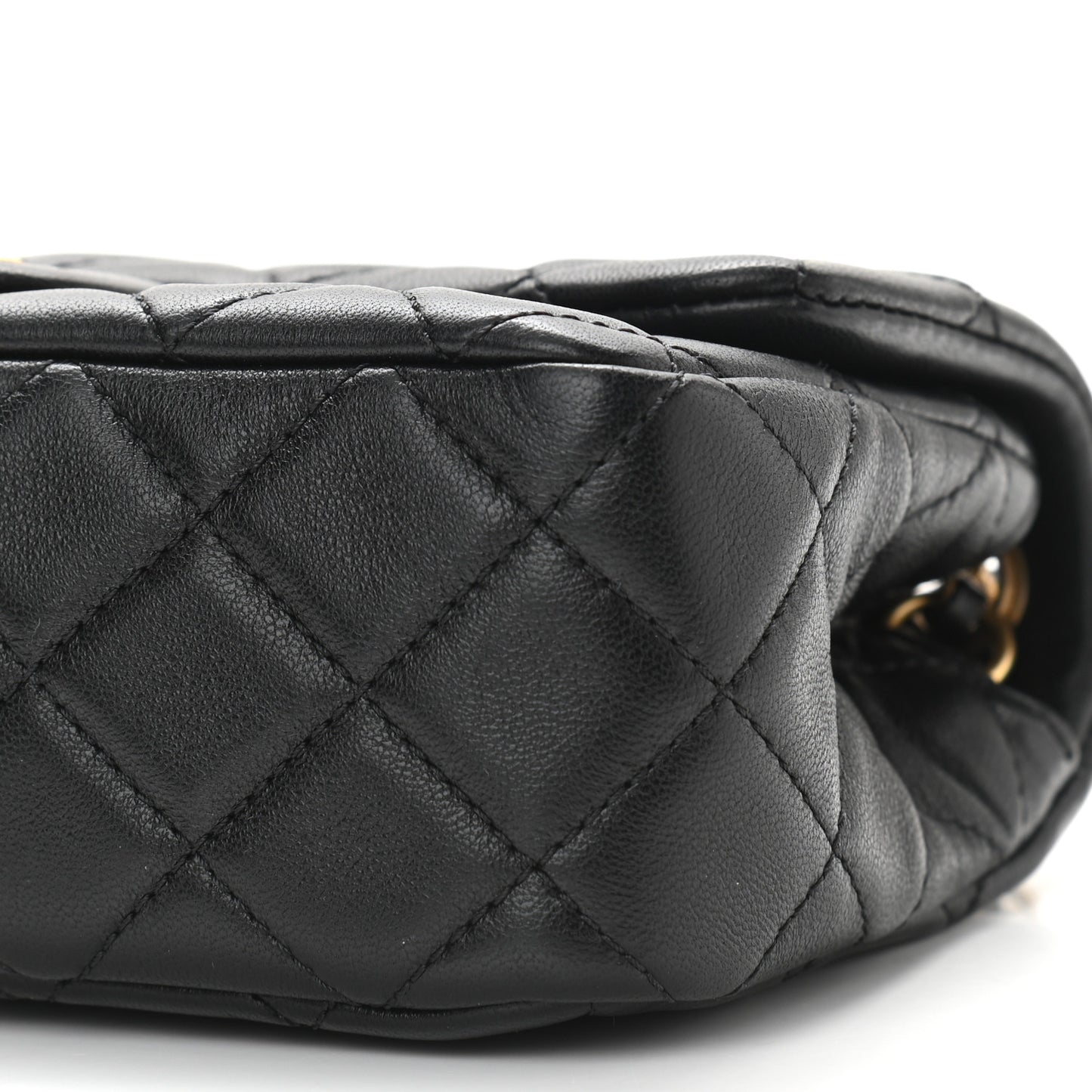 Lambskin Quilted Mini Rectangular Pearl Crush Flap Black