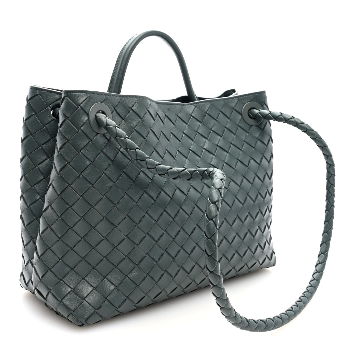 Nappa Intrecciato Medium Andiamo Shoulder Bag Slate