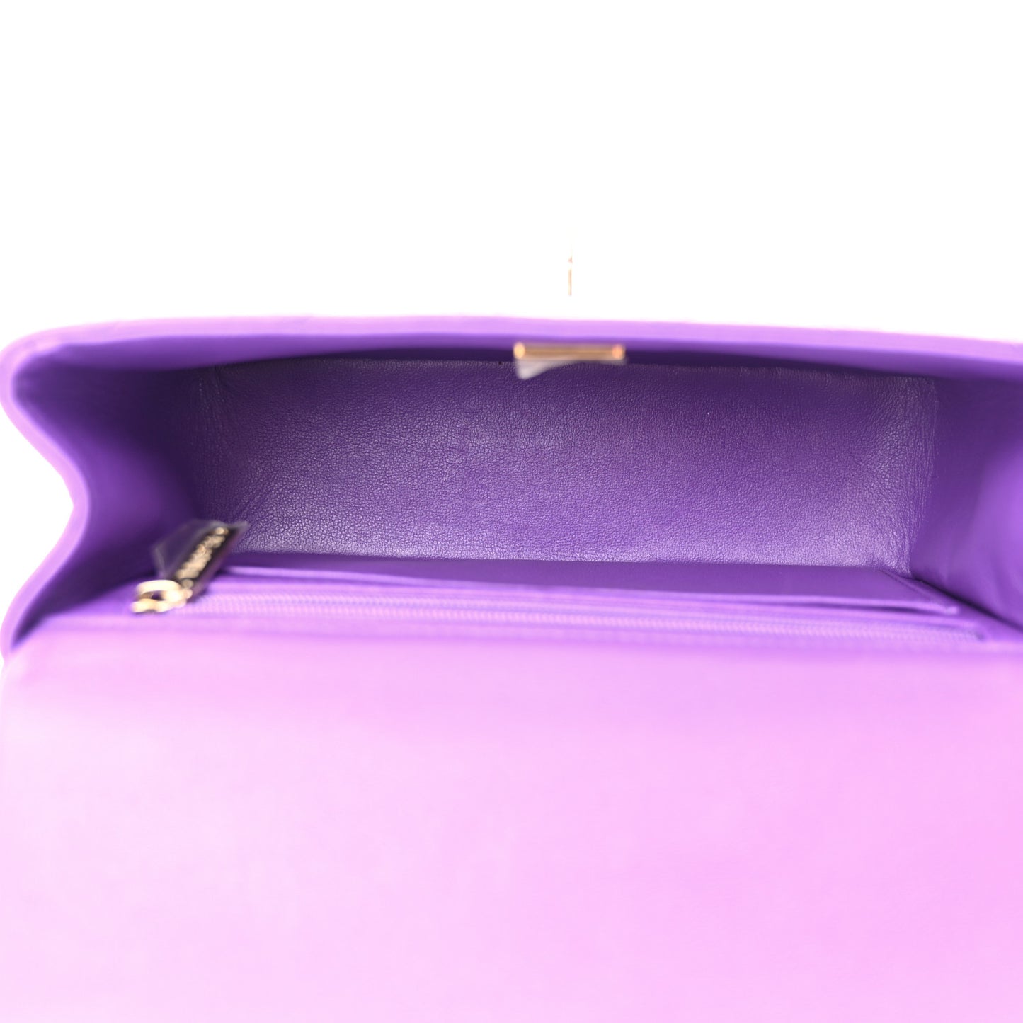 Lambskin Quilted Mini Top Handle Rectangular Flap Dark Purple
