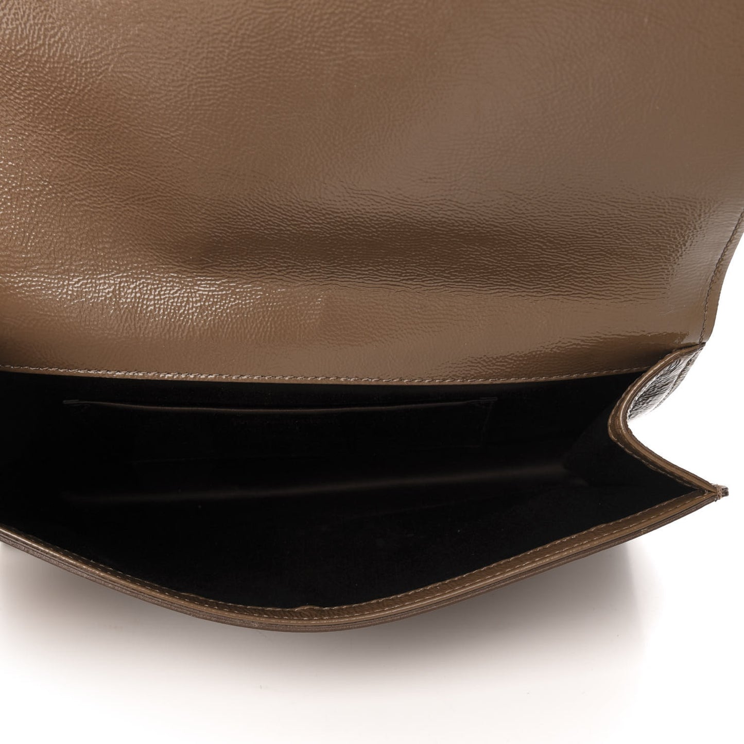 Textured Patent Calfskin Large Belle De Jour Clutch Tobacco