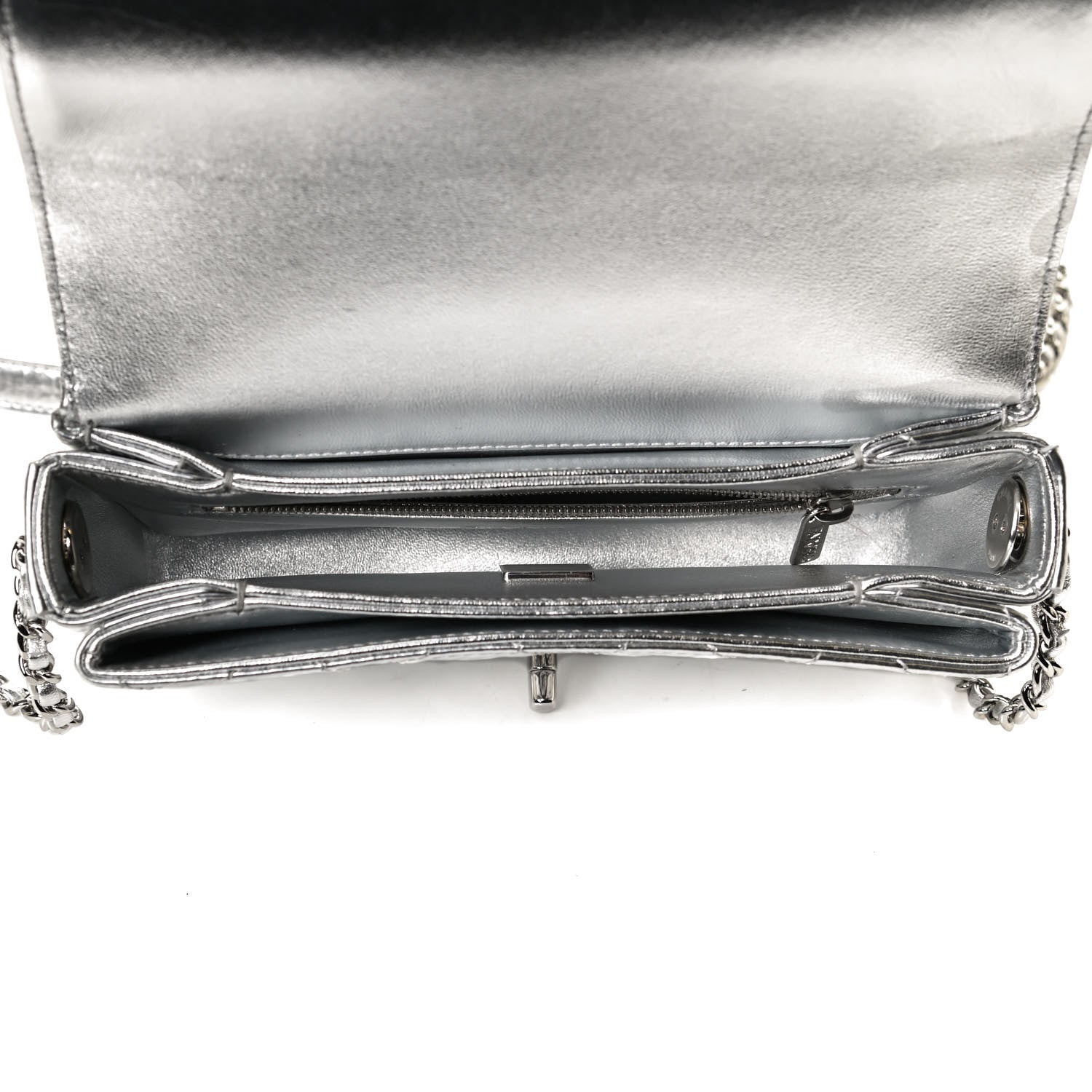 Chanel Hammered Metallic Calfskin Quilted Flap Silver 5 of 12