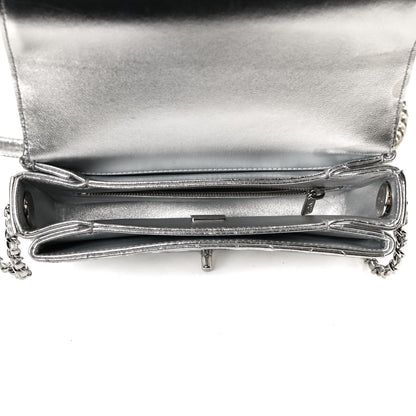 Chanel Hammered Metallic Calfskin Quilted Flap Silver 5 of 12
