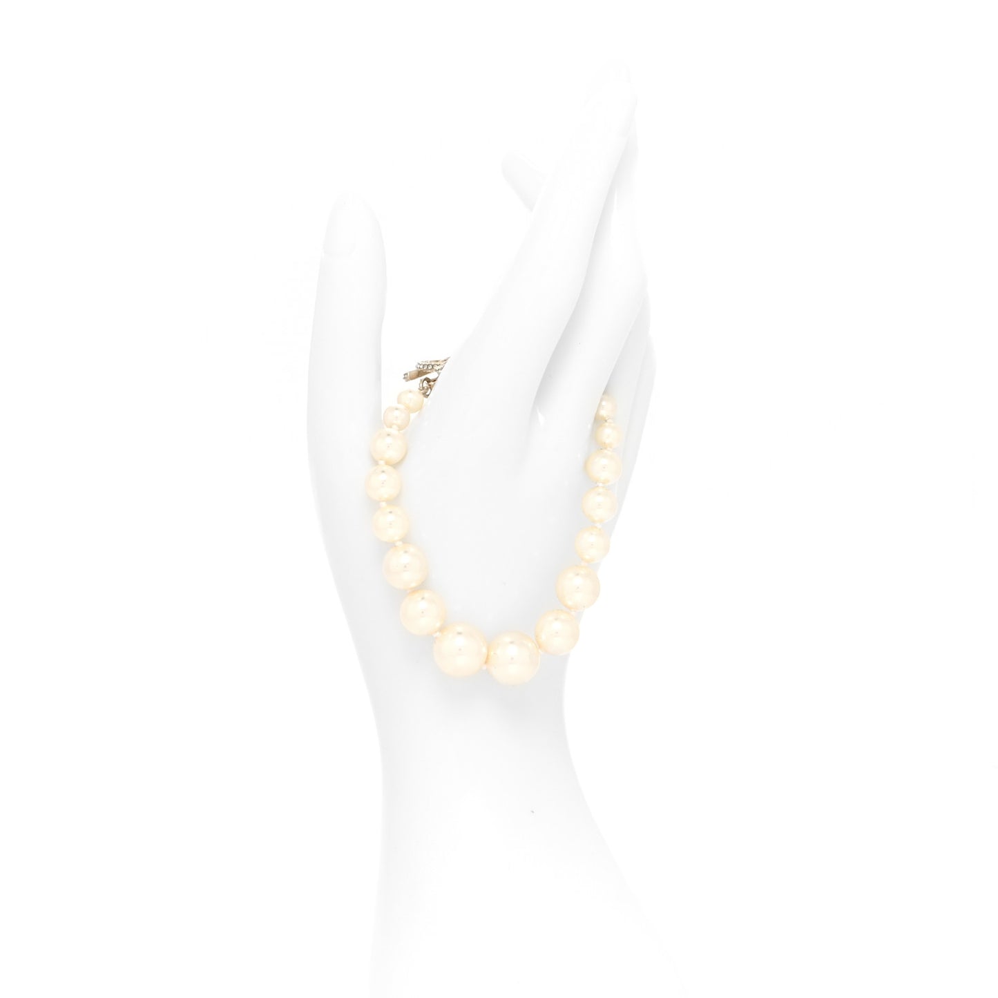 Graduated Pearl Crystal CC Bracelet Gold