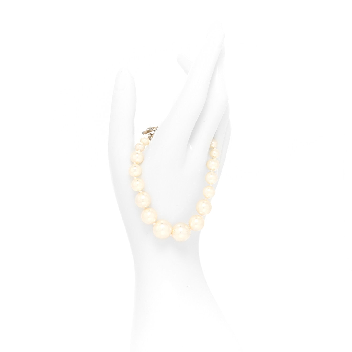 Chanel Graduated Pearl Crystal CC Bracelet Gold 2 of 4