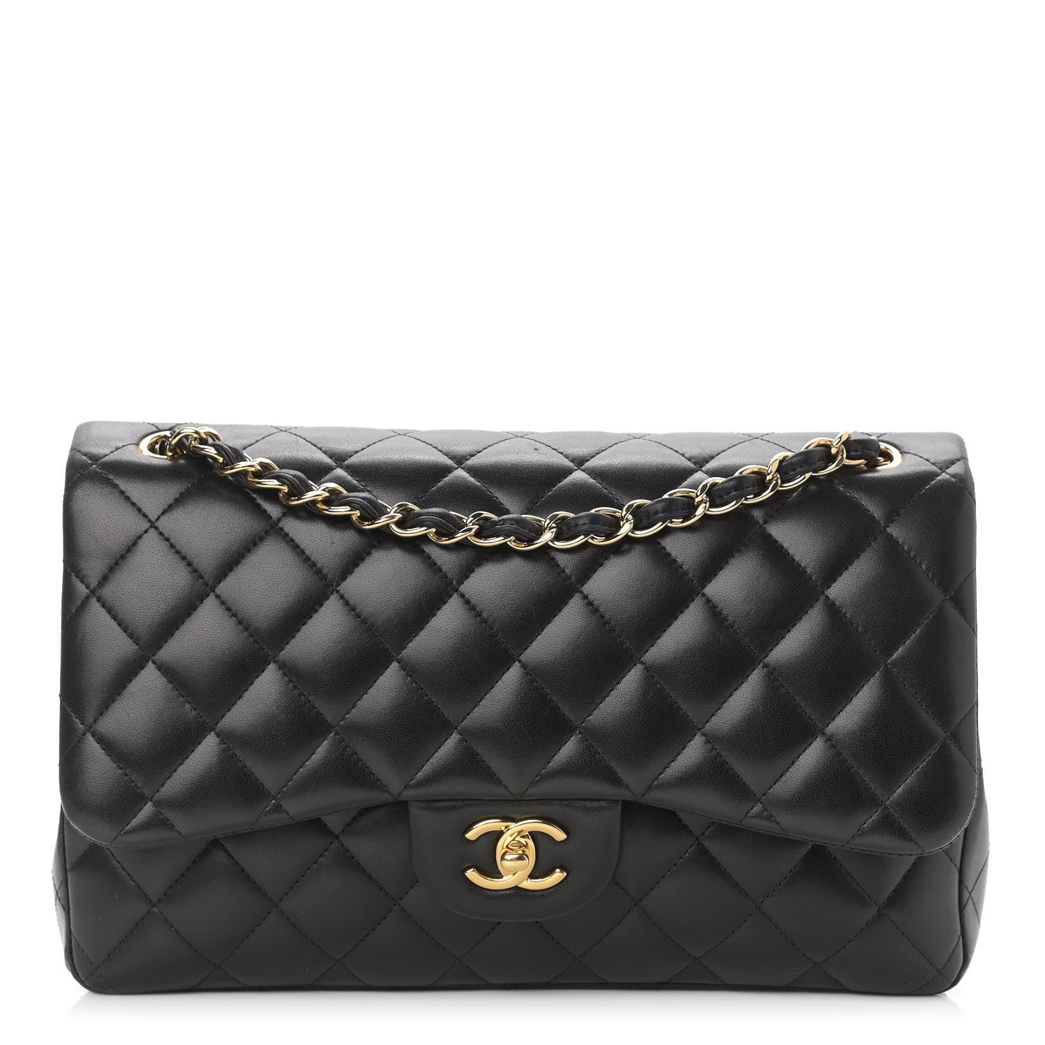 Chanel Lambskin Quilted Jumbo Double Flap Black 1 of 11