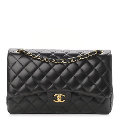 Chanel Lambskin Quilted Jumbo Double Flap Black 1 of 11