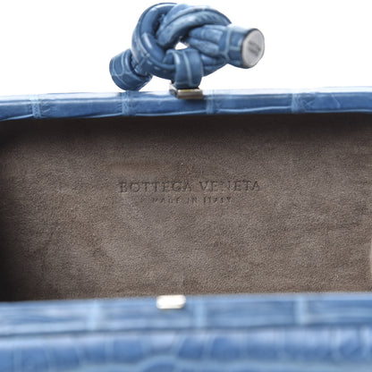 Bottega Veneta Crocodile Knot Clutch Blue 6 of 8