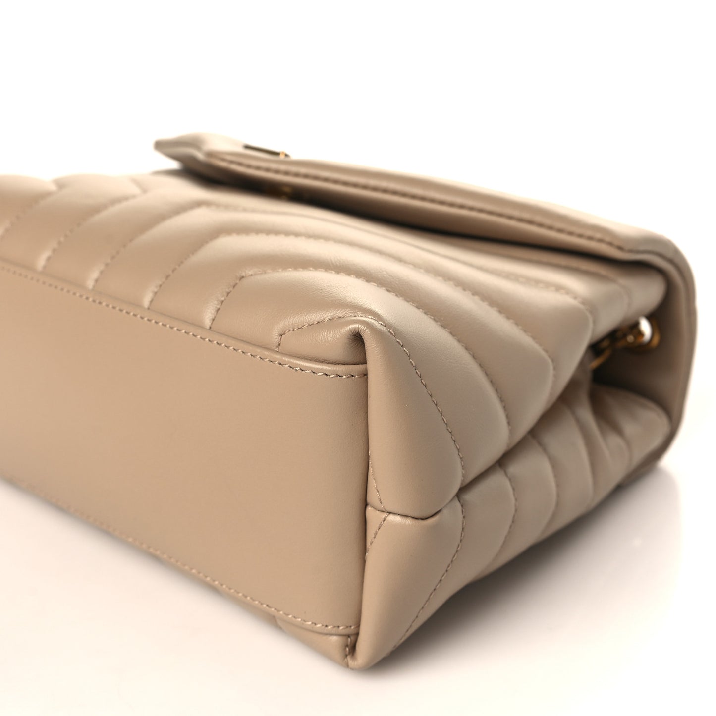 Calfskin Y Quilted Monogram Small Loulou Chain Satchel Dark Beige