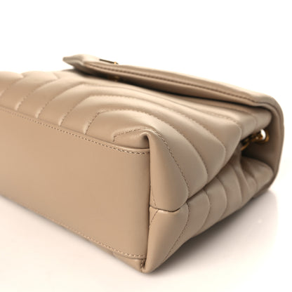 Saint Laurent Calfskin Y Quilted Monogram Small Loulou Chain Satchel Dark Beige 9 of 10