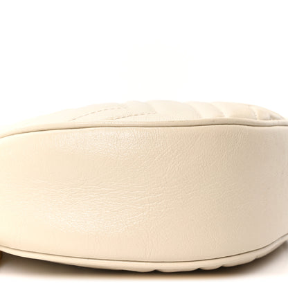 Gucci Calfskin Matelasse Mini GG Marmont Round Shoulder Bag White 9 of 10
