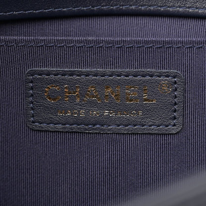 Chanel Lambskin Braided Woven Medium Boy Flap Navy Black 6 of 11