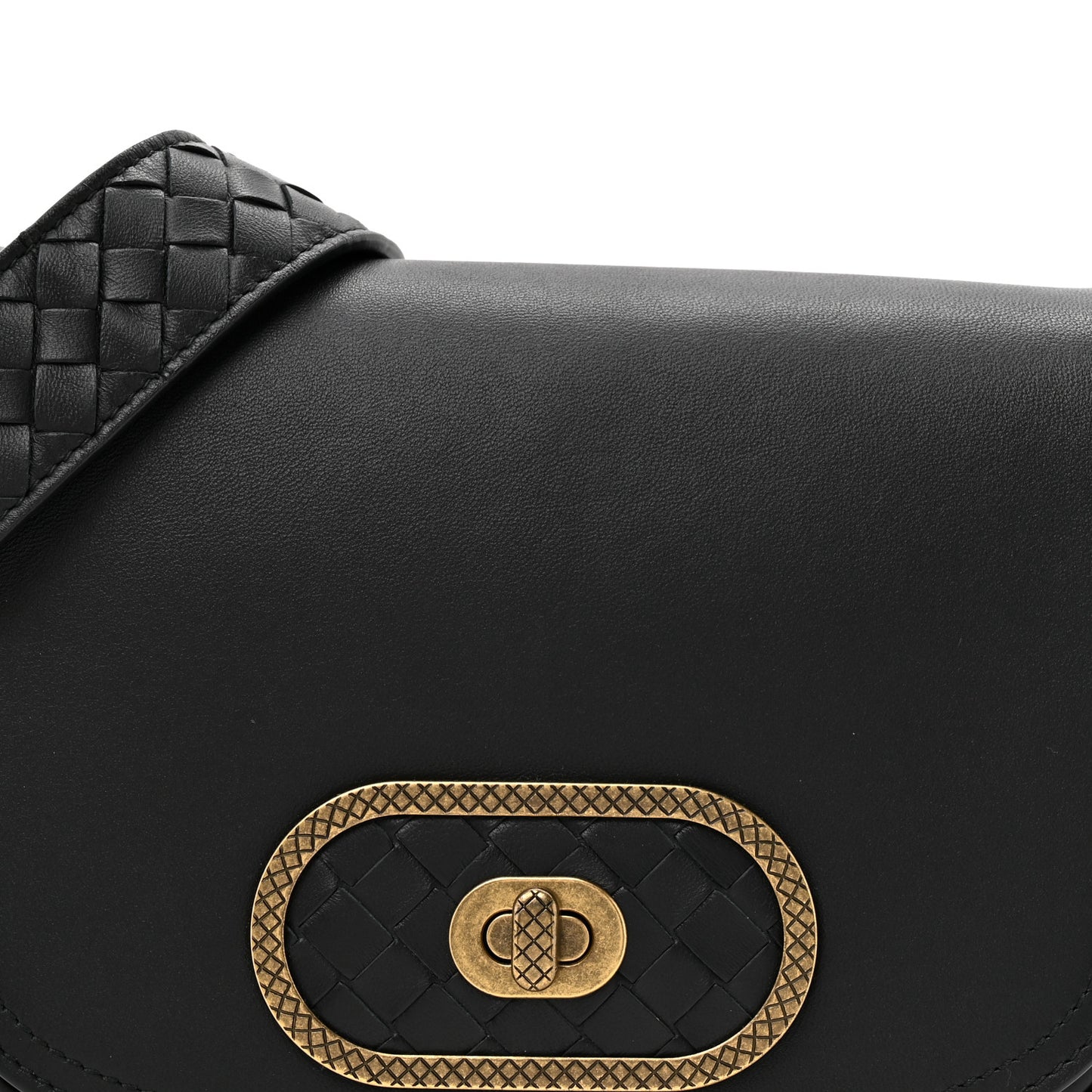 Nappa Intrecciato BV Luna Shoulder Bag Black