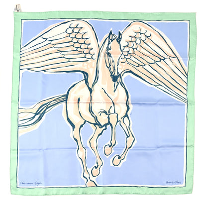 Hermes Silk Libre Comme Pegase Scarf 90 Vert D'eau Bleu Ciel Rose Nacre 1 of 4