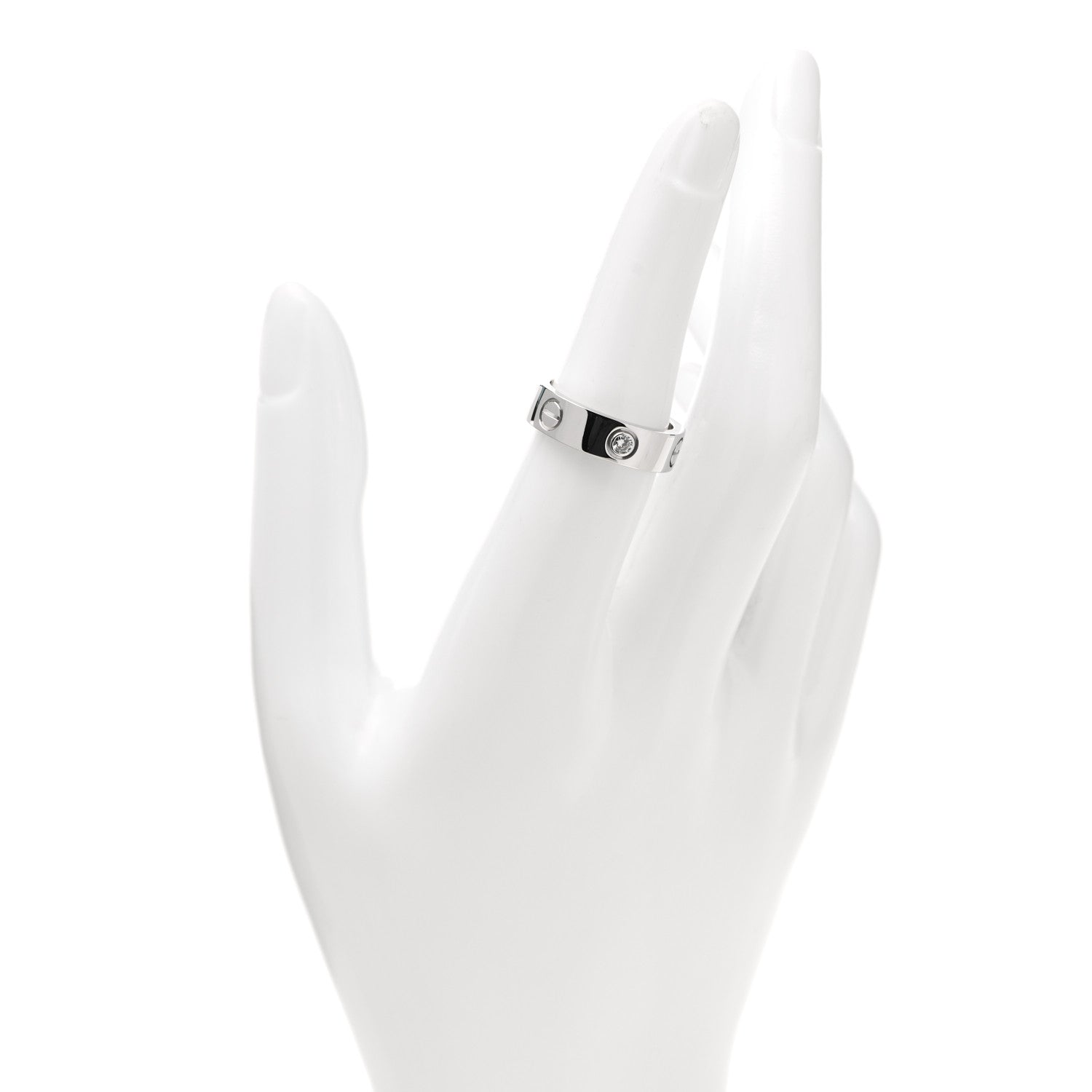 Cartier 18K White Gold 3 Diamond 5.5mm LOVE Ring 53 6.5 2 of 5