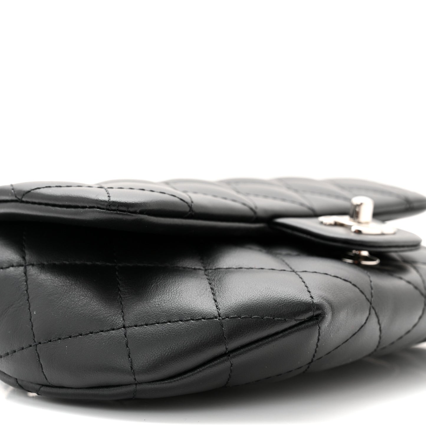 Calfskin Quilted CC Uniform Flap Belt Bag Black
