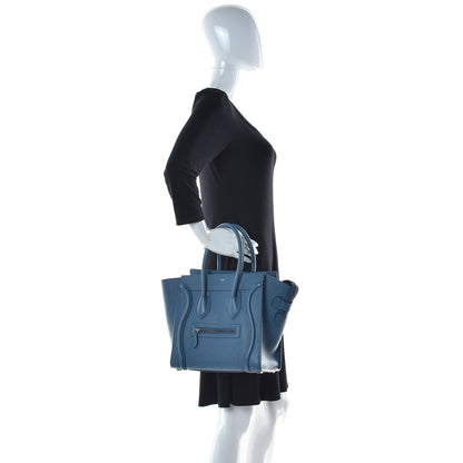 Celine Drummed Calfskin Micro Luggage Slate 2 of 9