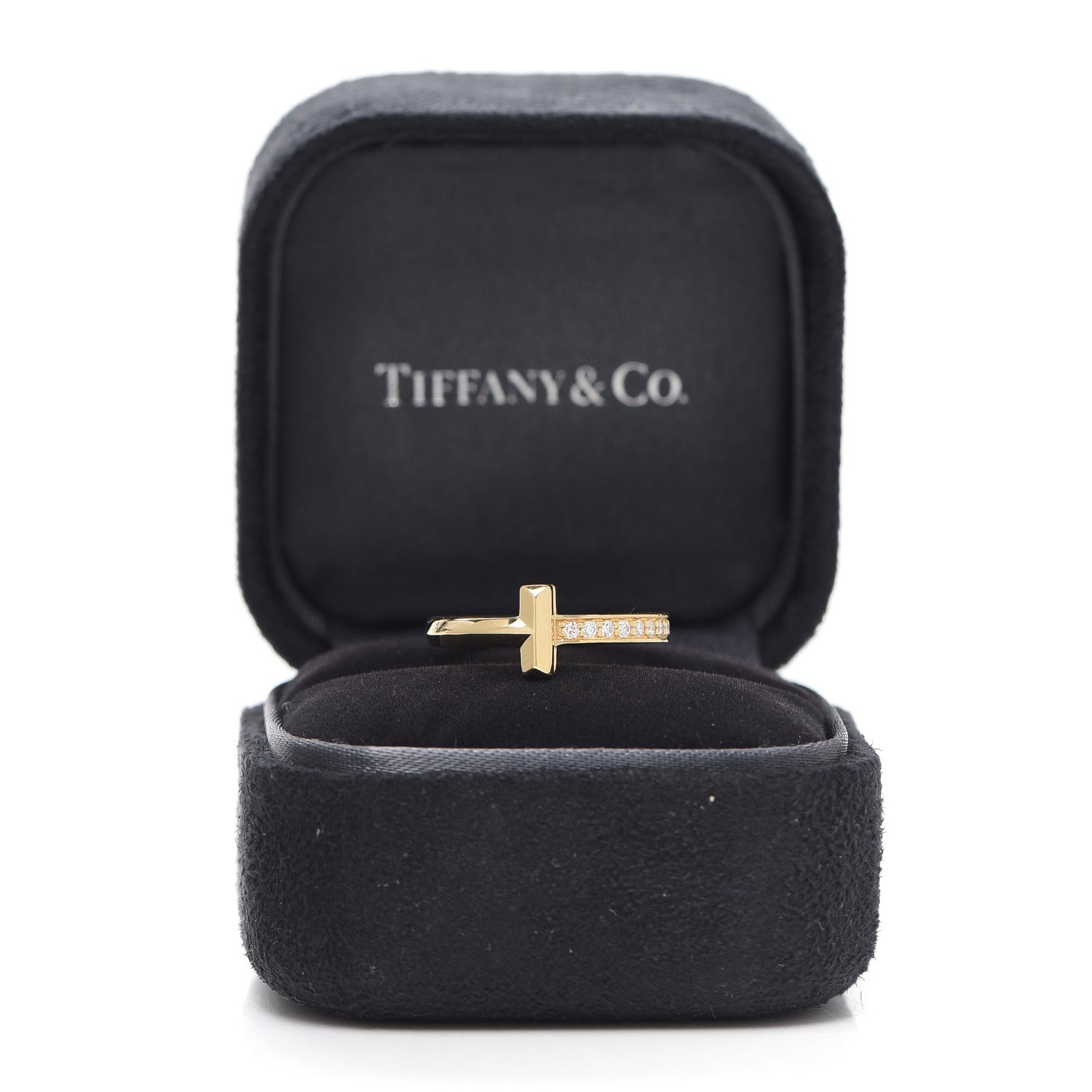 Tiffany 18K Yellow Gold Diamond T T1 Ring 51 5.75 5 of 5