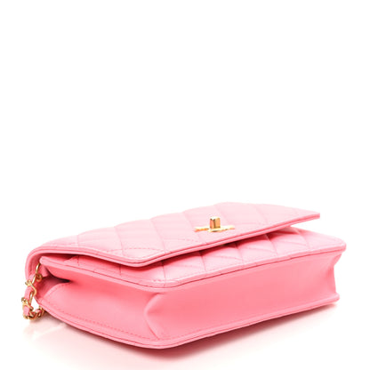 Chanel Lambskin Quilted CC Pearl Crush Wallet on Chain WOC Pink 4 of 10