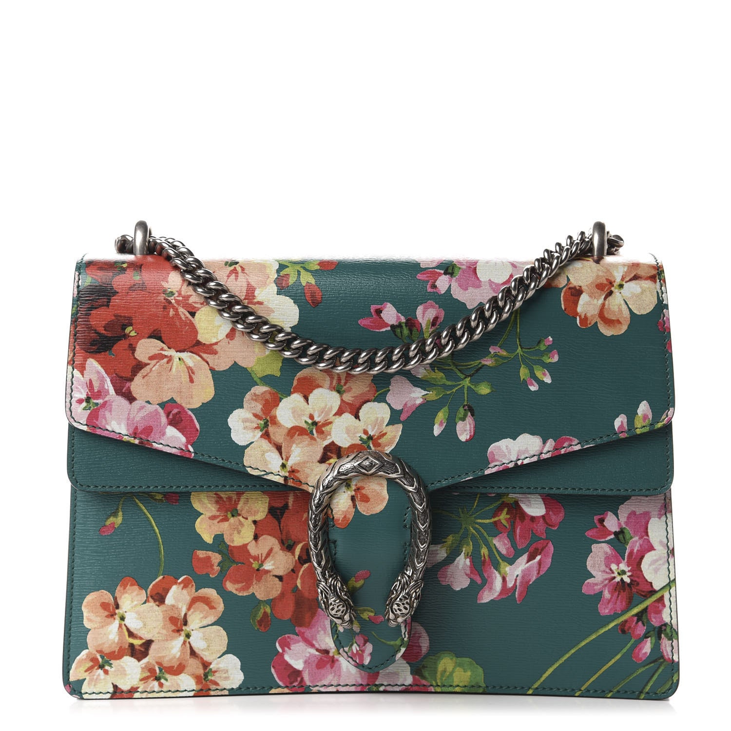 Gucci Calfskin Blooms Print Medium Dionysus Shoulder Bag Bright Emerald Multicolor 1 of 10