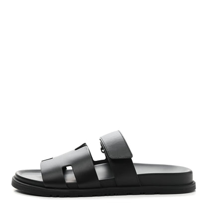Hermes Calfskin Mens Chypre Sandals 43 Black 1 of 14