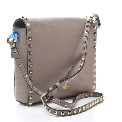 Valentino Garavani Pebbled Calfskin Rockstud Flip Lock Flap Messenger Poudre 3 of 9