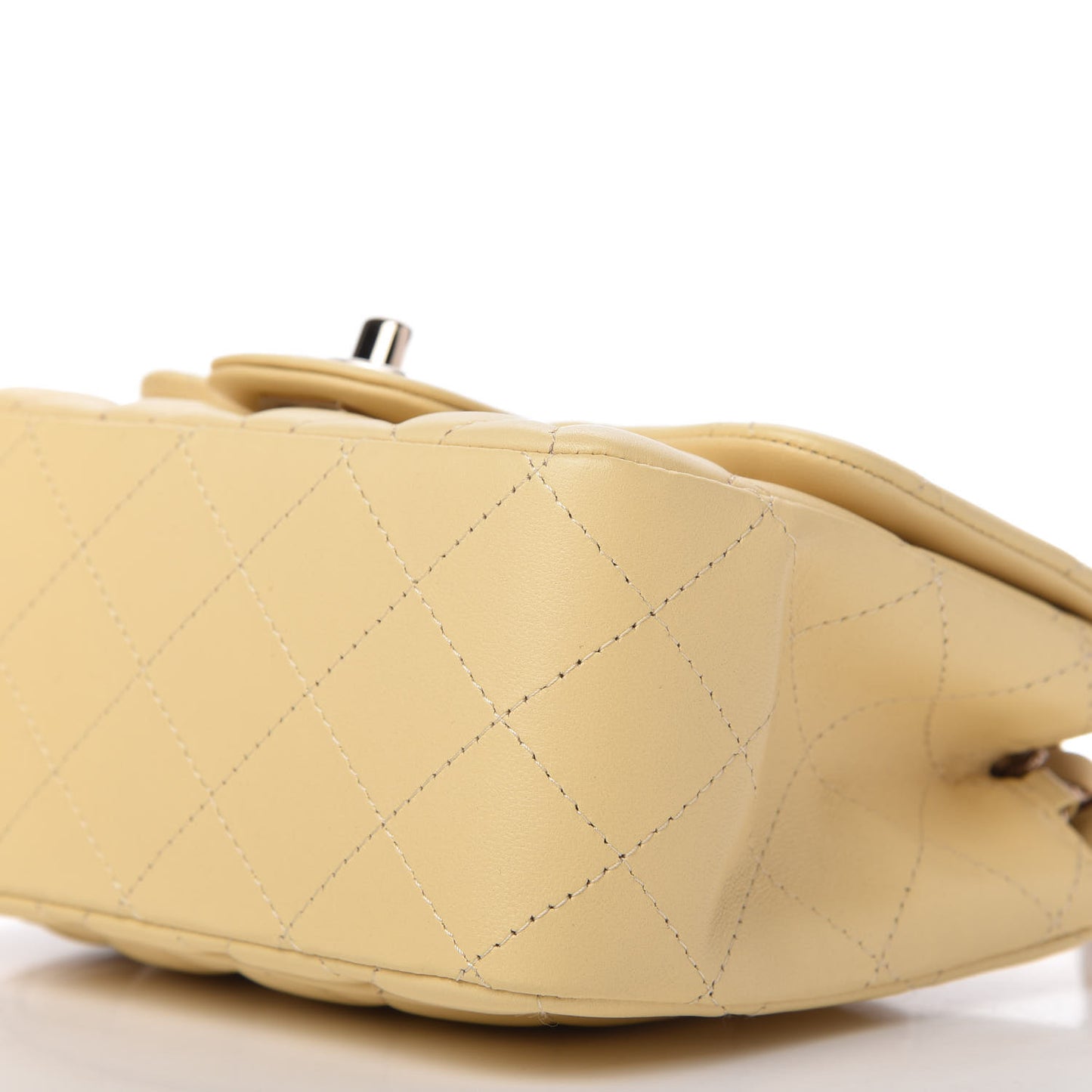 Lambskin Quilted Mini Square Flap Light Yellow