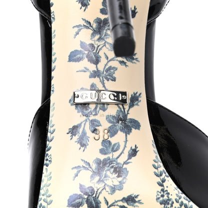 Gucci Patent Daisy Ankle Strap d'Orsay 105 Pumps 38 Black 6 of 9