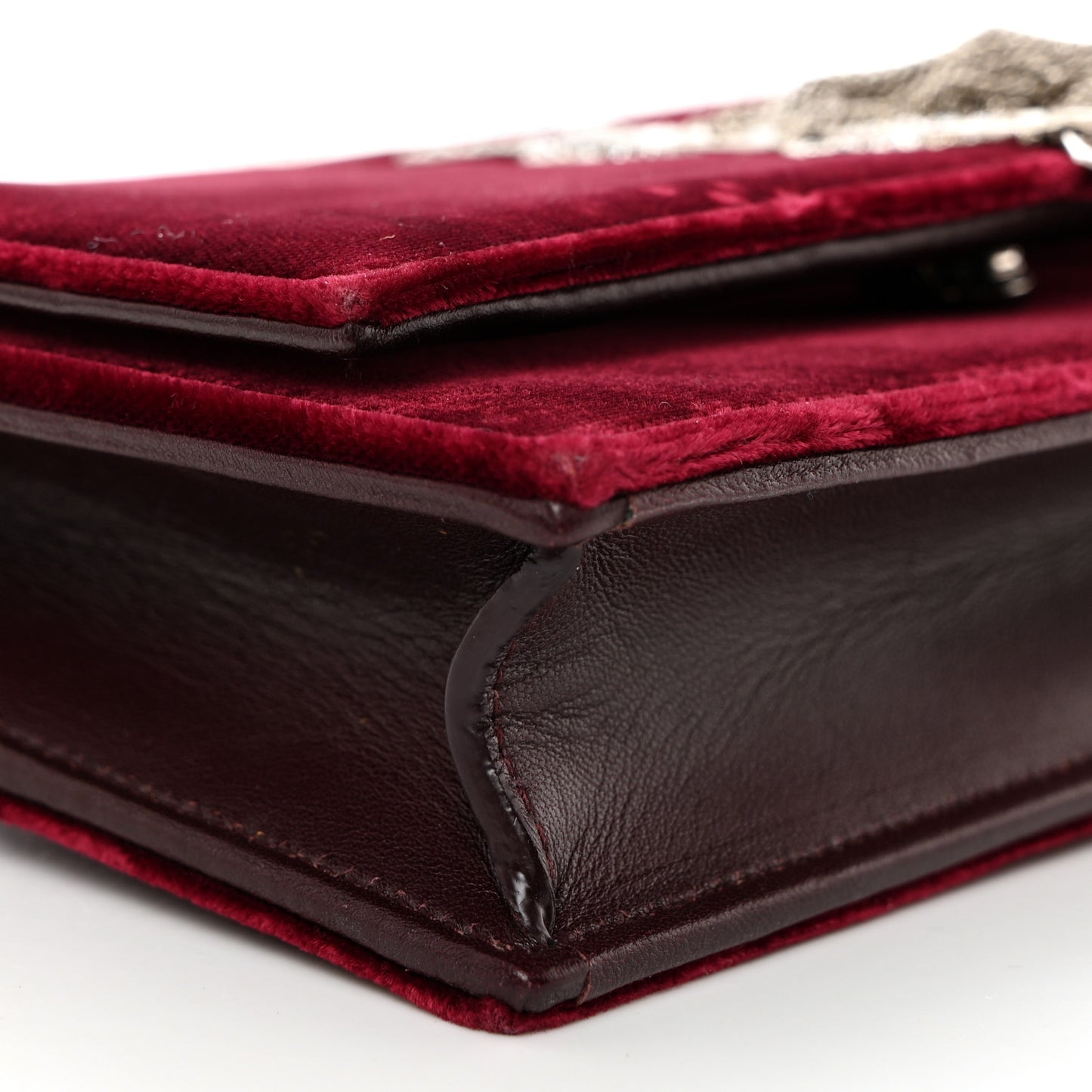 Velvet Crystal Monogram Kate Tassel Shoulder Bag Burgundy