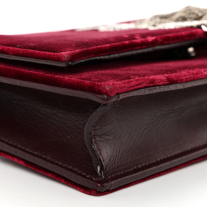 Saint Laurent Velvet Crystal Monogram Kate Tassel Shoulder Bag Burgundy 8 of 10
