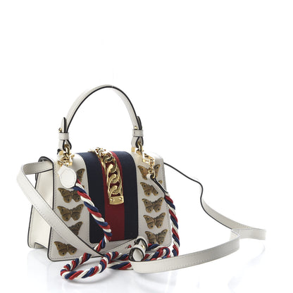 Gucci Calfskin Animal Studs Mini Sylvie Top Handle Bag White 3 of 10